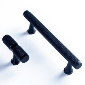 Black Solid Brass Knurled 7” Brass Pulls Knurled Cabinet Handles Set of 2